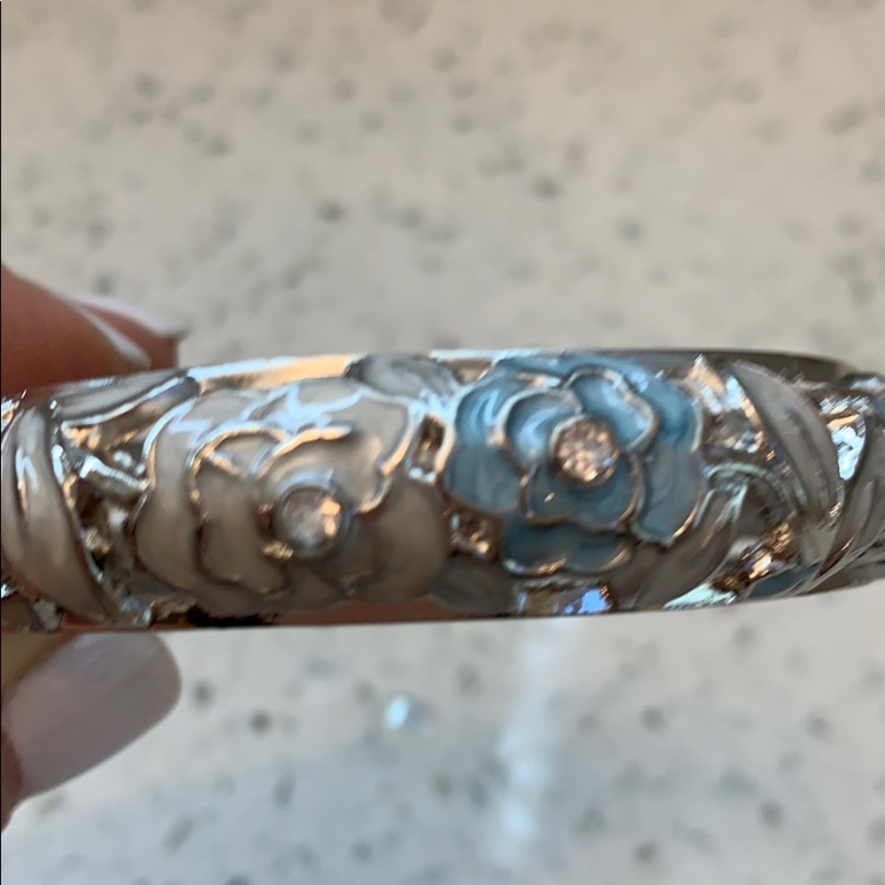 Beautiful silver and hand painted ceramic braclet